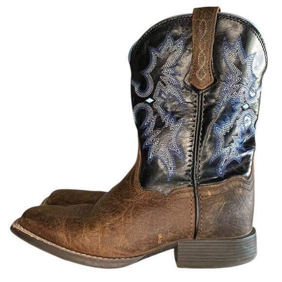 Kids Ariat Tombstone 10012794 Leather Pull-On Cowboy Western Boot Size 1 Brown - Picture 1 of 6